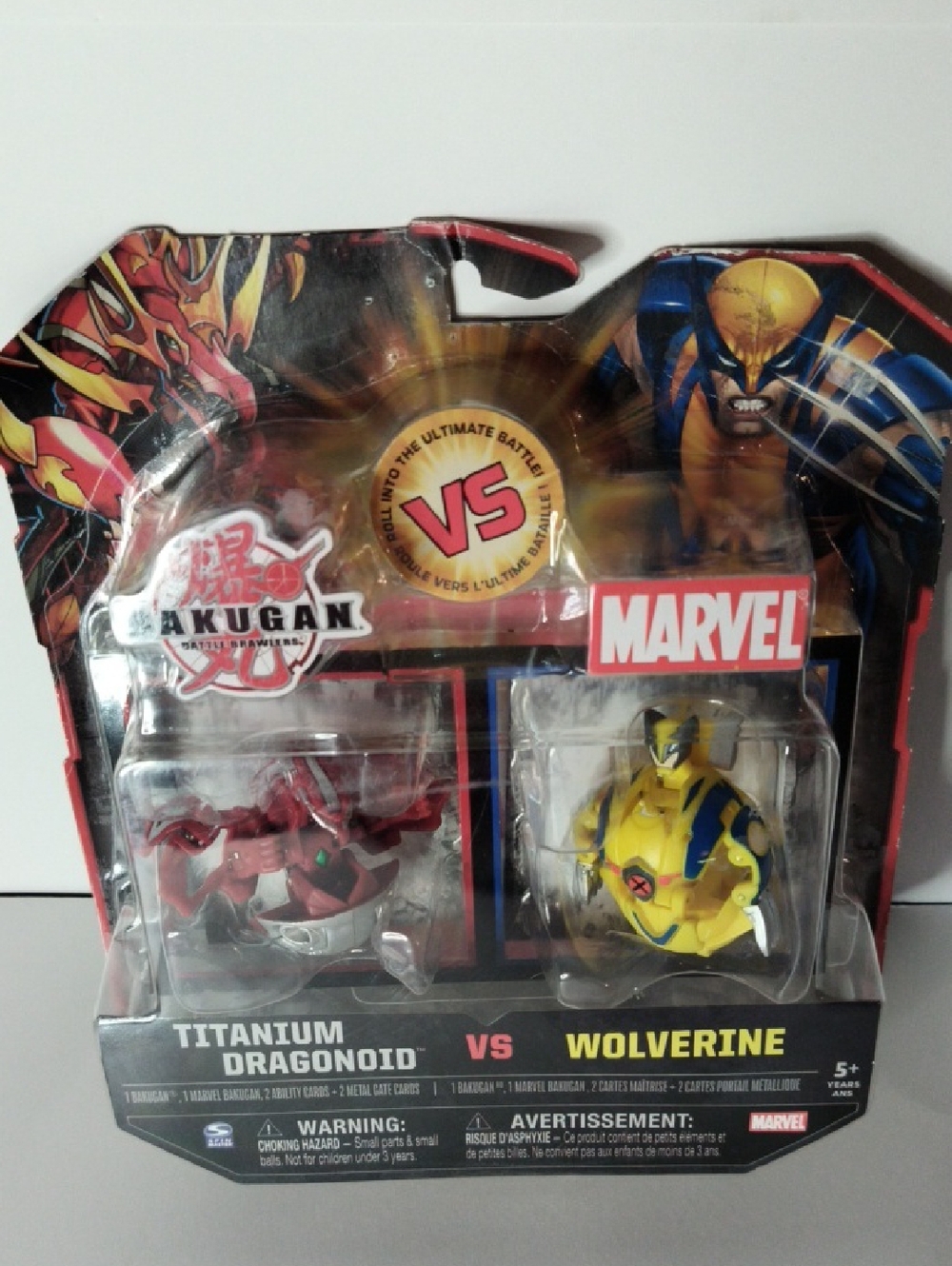 Marvel x Bakugan Wolverine & Titanium Dragonoid Playset - Yellow & Red Rare, NIB
